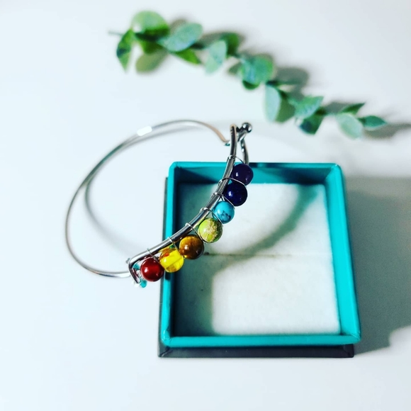 7 Chakra Crystals metal bracelet - Picture 2 of 3
